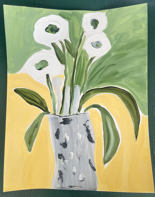 Gray Potted Flowers - Clements Fine Rugs 