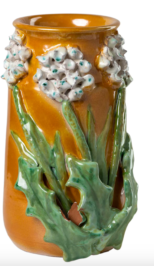 Vase Med. Mango w/ White Flowers - Clements Fine Rugs 